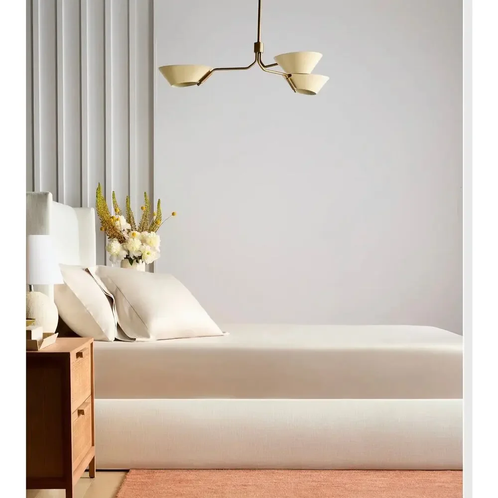 Quince Signature Giza Cotton Sateen Fitted King Sheet Set Sand